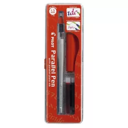   Töltőtoll, 0,1-1,5 mm, piros kupak, PILOT "Parallel Pen"