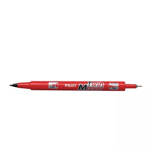 Alkoholos marker, 0,8/2 mm, kétvégű, PILOT "Twin", piros