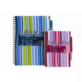   Spirálfüzet, A4, vonalas, 125 lap, PUKKA PAD "Stripe project book"