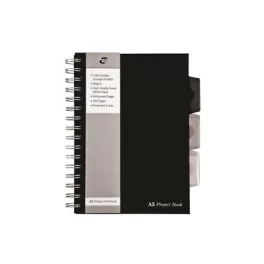   Spirálfüzet, A5, vonalas, 125 lap, PUKKA PAD "Black project book", fekete