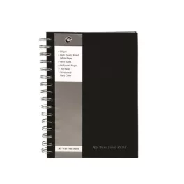   Spirálfüzet, A5, vonalas, 80 lap, PUKKA PAD "Black", fekete