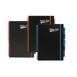   Spirálfüzet, A4, vonalas, 100 lap, PUKKA PAD, "Neon black project book"