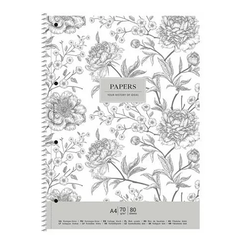 Spirálfüzet, A4+, vonalas, 80 lap, SHKOLYARYK "Vintage flowers", vegyes
