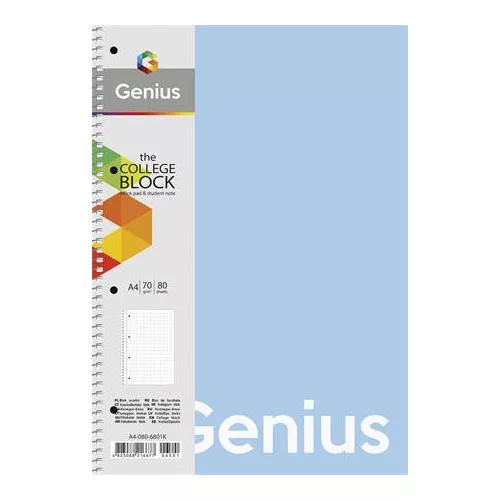 Spirálfüzet, A4, kockás, 80 lap, PP borító, SHKOLYARYK "Genius Pastel", vegyes