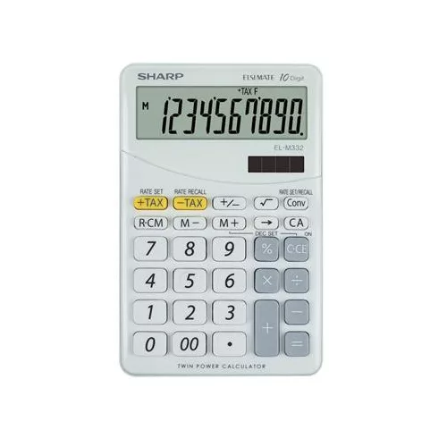 Számológép, asztali, 10 számjegy, SHARP "EL-M332", fehér