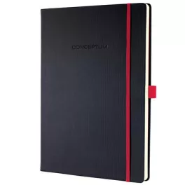   Jegyzetfüzet, exkluzív, A4, vonalas, 97 lap, keményfedeles, SIGEL "Conceptum Red Edition", fekete-piros
