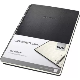   Spirálfüzet, exkluzív, A4, vonalas, 80 lap, keményfedeles, SIGEL "Conceptum", fekete