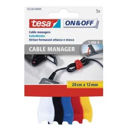   Kábelkötegelő, tépőzáras, TESA "On&Off", vegyes színek