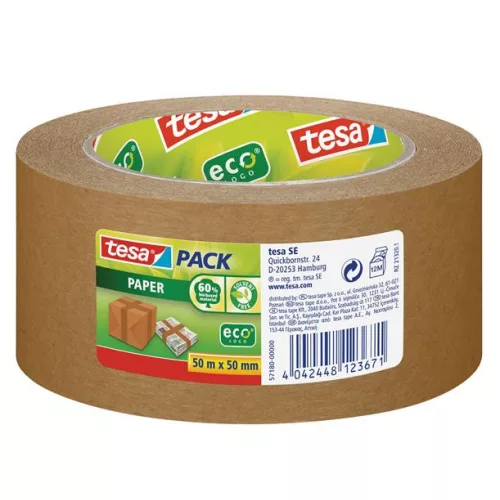 Csomagolószalag, papír, 50 mm x 50 m, TESA "tesapack® 57180" barna