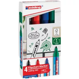   Flipchart marker készlet, 1,5-3 mm, kúpos, EDDING "380", 4 különböző szín
