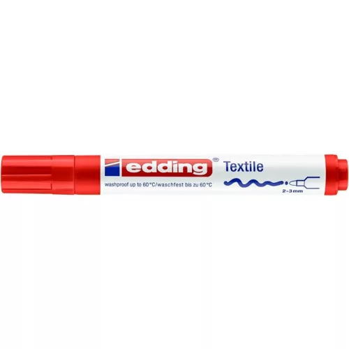 Textilmarker, 2-3 mm, kúpos, EDDING "4500", piros