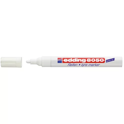 Gumijelölő marker, 2-4 mm, kúpos, EDDING "8050", fehér