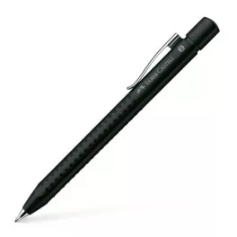   Golyóstoll, 1 mm, XB, nyomógombos, metál fekete tolltest, FABER-CASTELL "Grip-2011", kék