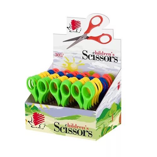 Olló display, iskolai, hegyes, 13,5 cm, ICO "Süni", vegyes szín