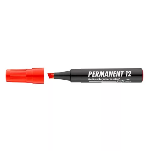 Alkoholos marker, 1-4 mm, vágott, ICO "Permanent 12", piros