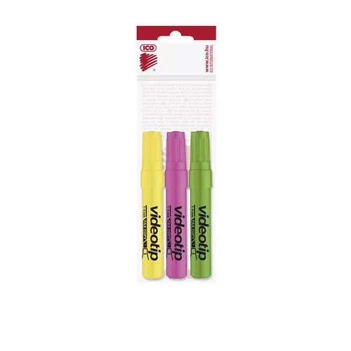 Szövegkiemelő készlet, 1-4 mm, ICO "Videotip", 3 különböző szín