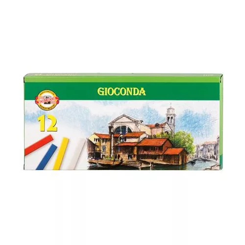 Pasztellkréta, kemény, KOH-I-NOOR "Gioconda 8112/6", 12 különböző szín