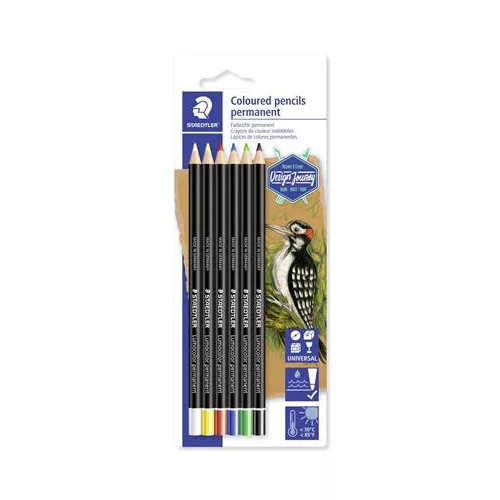 Jelölőceruza készlet, mindenre író, vízálló, STAEDTLER "Lumocolor® permanent glasochrom 108 20", 6 különböző szín