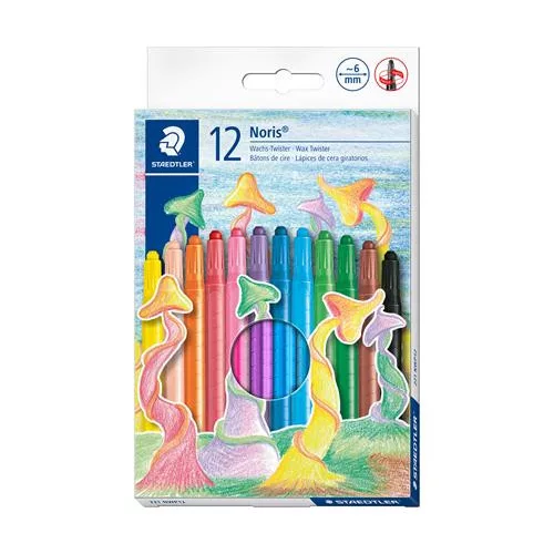 Zsírkréta, kitekerhető, STAEDTLER "Noris® 221", 12 különböző szín