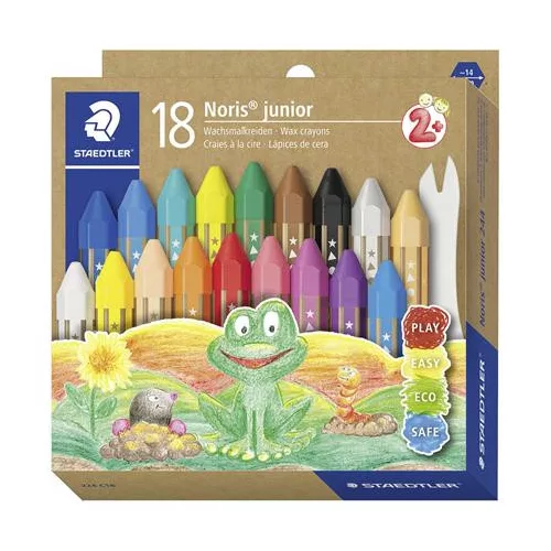 Zsírkréta, jumbo, hatszögletű, STAEDTLER "Noris Junior 224", 18 különböző szín