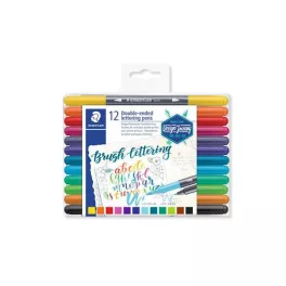   Ecsetirón készlet, 0,5-0,8/1,0-6,0 mm, kétvégű, STAEDTLER "3004"", 12 szín