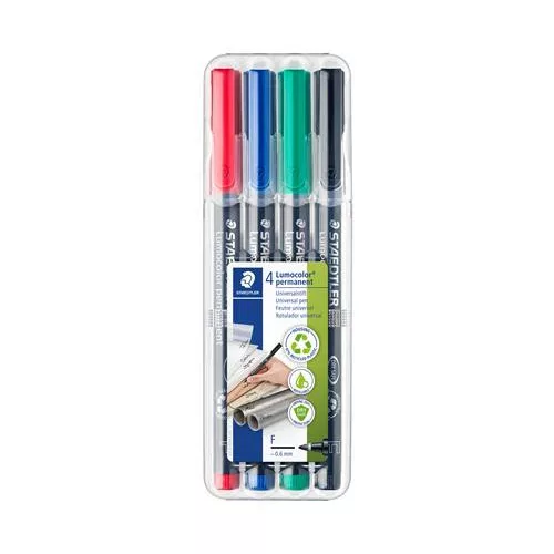 Alkoholos marker készlet, OHP, 0,6 mm, STAEDTLER "Lumocolor® 318 F", 4 különböző szín