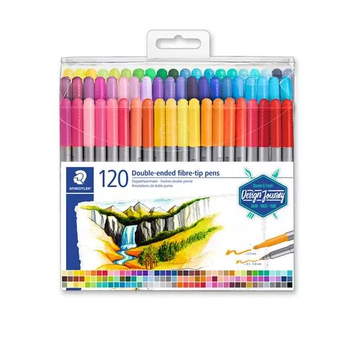 Filctoll készlet, 0,8/3,0 mm, kétvégű, STAEDTLER® "3200", 120 különböző szín