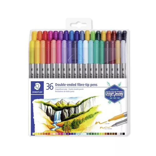 Filctoll készlet, 0,8/3,0 mm, kétvégű, STAEDTLER® "3200", 36 különböző szín