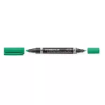 Alkoholos marker, 0,6/1,5 mm, kúpos, kétvégű, STAEDTLER "Lumocolor® duo 348", zöld