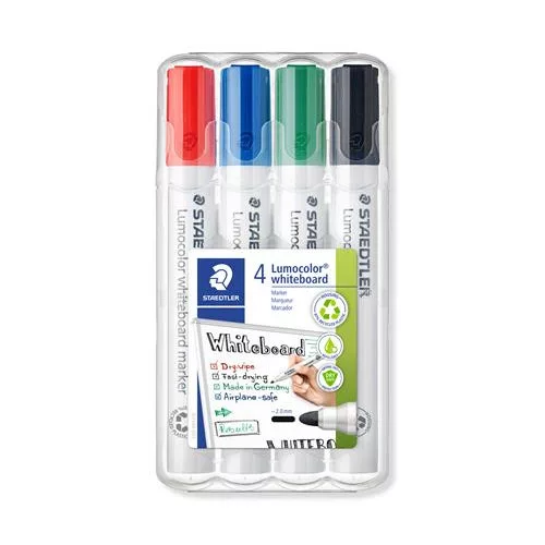Táblamarker készlet, 2 mm, kúpos, STAEDTLER "Lumocolor® 351", 4 különböző szín