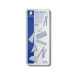 Matematikai készlet, fém dobozban, 10 darabos, vonalzóval, körzővel és kiegészítőkkel, STAEDTLER® "557 10"