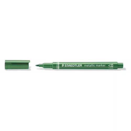 Dekormarker, 1-2 mm, kúpos, STAEDTLER "8323", metálzöld