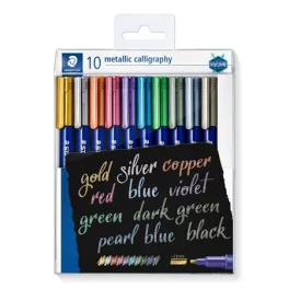   Kalligrafikus marker készlet, STAEDTLER "8325", 10 különböző metál szín