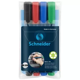   Alkoholos marker készlet, 1-3 mm, kúpos, SCHNEIDER "Maxx 130", 4 különböző szín
