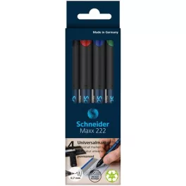   Alkoholos marker készlet, OHP, 0,7 mm, SCHNEIDER "Maxx 222 F", 4 különböző szín