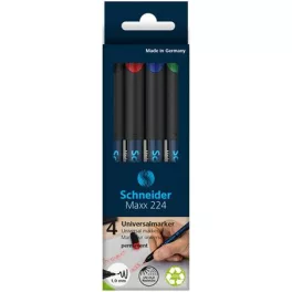   Alkoholos marker készlet, OHP, 1 mm, SCHNEIDER "Maxx 224 M", 4 különböző szín