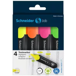   Szövegkiemelő készlet, 1-5 mm, SCHNEIDER "Job 150", 4 különböző szín