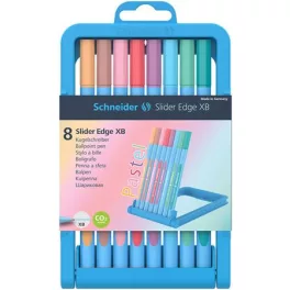  Golyóstoll készlet, 0,7 mm, kupakos, SCHNEIDER "Slider Edge XB Pastel", 8 különböző pasztell szín