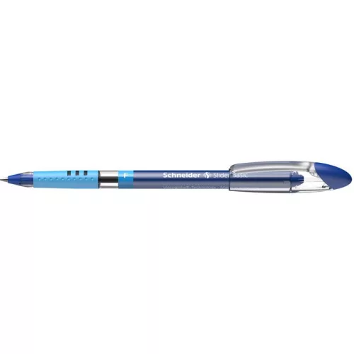 Golyóstoll, 0,3 mm, kupakos, SCHNEIDER "Slider Basic F", kék