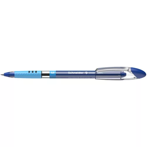 Golyóstoll, 0,5 mm, kupakos, SCHNEIDER "Slider Basic M", kék