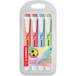   Szövegkiemelő készlet, 1-4 mm, STABILO "Swing Cool Pastel" 4 különboző szín
