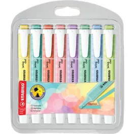   Szövegkiemelő készlet, 1-4 mm, STABILO "Swing Cool Pastel", 8 különböző szín