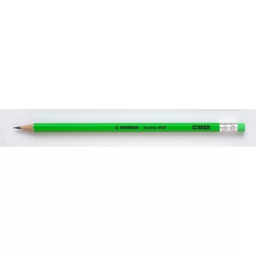 Grafitceruza radírral, HB, hatszögletű, STABILO "Swano Neon", zöld