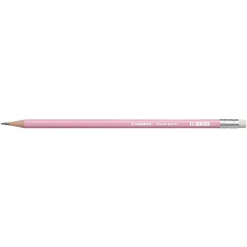Grafitceruza radírral, HB, hatszögletű, STABILO "Swano Pastel", pink