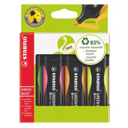   Szövegkiemelő készlet, 2-5 mm, STABILO "Green Boss", 4 különböző szín