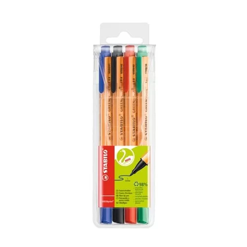 Filctoll készlet, 0,8 mm, STABILO "Greenpoint", 4 különböző szín