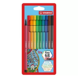   Filctoll készlet, 1 mm, STABILO "Pen 68", 10 különböző szín