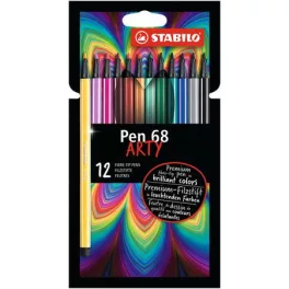   Filctoll készlet, 1 mm, STABILO "Pen 68 ARTY", 12 különböző szín
