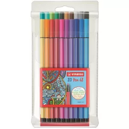   Filctoll készlet, 1 mm, STABILO "Pen 68", 20 különböző szín