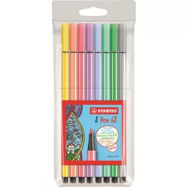   Filctoll készlet, 1 mm, STABILO "Pen 68", 8 pasztell szín